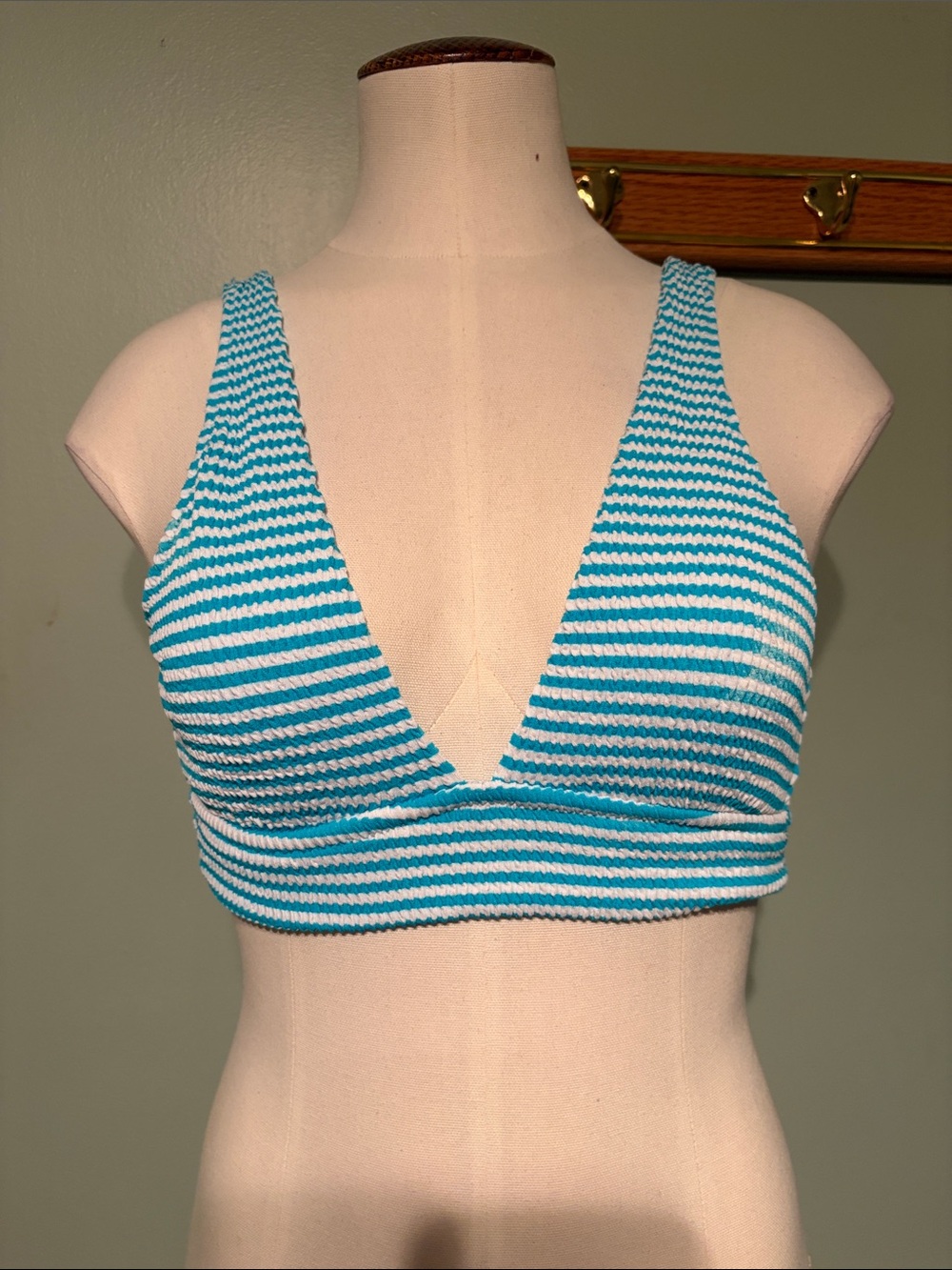 Striped Blue & White Bikini top -